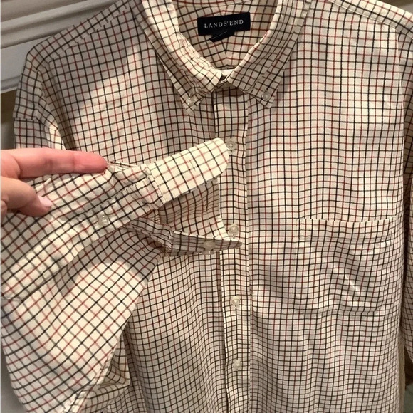 #179 Classic Lands End Button Up Long Sleeve Shirt Sz Lg - Picture 4 of 5